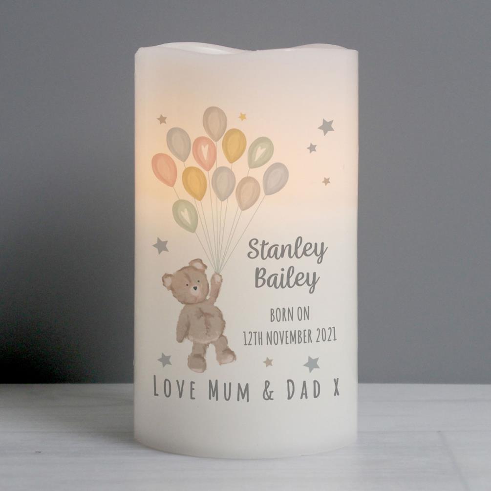 Personalised Teddy & Balloons Nightlight LED Candle Extra Image 2